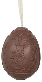 Hnedá dekorácia závesné čoko vajíčko s králikom - 8*8*11 cm