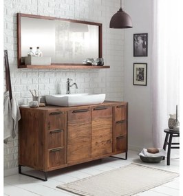 furniture-nabytek.cz - Masívne kúpeľňové zrkadlo Sydney dark II z akáciového dreva, lakované, hnedé – 138×60 cm