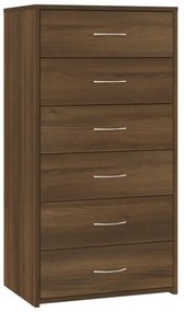 vidaXL Komoda so 6 zásuvkami hnedý dub 50x34x96 cm spracované drevo-