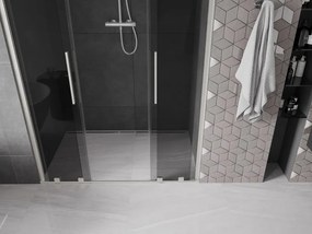 Mexen Velar L Duo, posuvné sprchové dvere do otvoru 150 cm, 8mm šedé sklo, brúsená oceľ, 871-150-003-42-97