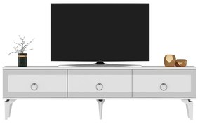 TV stolík/skrinka Muvuta 2 (biela + strieborná) . Vlastná spoľahlivá doprava až k Vám domov. 1095414