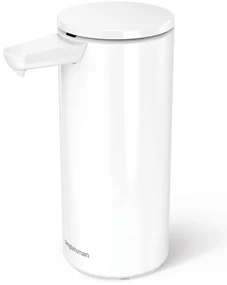 Biely bezdotykový kovový dávkovač mydla 414 ml – simplehuman