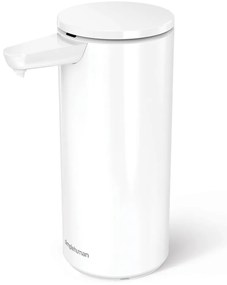 Biely bezdotykový kovový dávkovač mydla 414 ml – simplehuman
