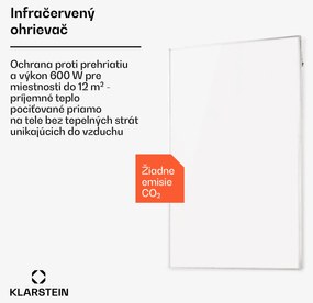 Klarstein Wonderwall 600 Smart, infračervený ohrievač, 60 x 100 cm, 600 W, týždenný časovač, IP24, biely