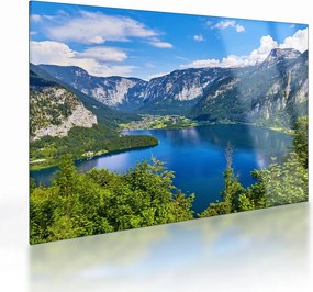 Sklenený obraz - Halštatské jazero, Hallstatt, Rakúsko (70x50 cm)