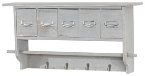 Nástenná polička C49 vintage s 5 zásuvkami ~ 32 x 65 x 13 cm - Sivá antik