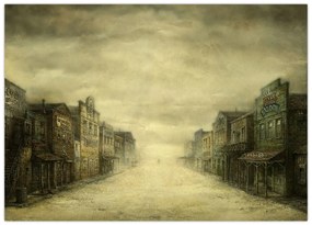Obraz westernového mestečka (70x50 cm)