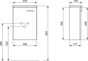 Aqualine Aqualine, ZOJA umývadlová skrinka 37x50x18cm, dub platin, 51037DP