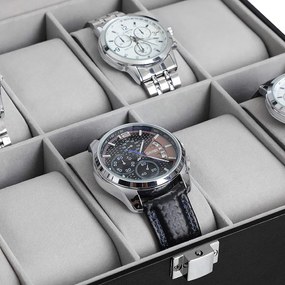 Box na hodinky Watch1, 25,5x7,8x20,2 cm, čierna/sivá