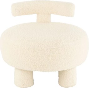 Biela okrúhla stolička s opierkou Teddy Bouclé White - Ø 52*49 cm