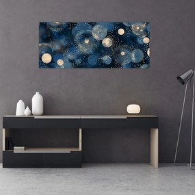 Obraz - Modro-zlaté krúžky (120x50 cm)