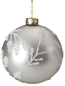 SKLENENÁ VIANOČNÁ BANKA NA STROMČEK SADA 4 KS (FI) 10 CM STRIEBORNÁ