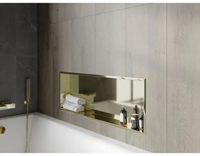 Mexen X-Wall-R, polička na zapustenie na obklad s golierom 90 x 30 cm, zlatá lesklá, 1950903010