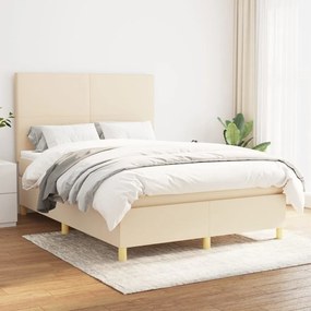 Boxspring posteľ s matracom krémový 140x190 cm látka 3142174