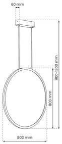 Závesné LED svietidlo Saturno, 1x LED 46w, 4000k, g