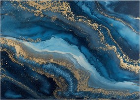 Sklenený obraz - Modrá mramorová abstrakcia (70x50 cm)