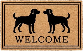 Hnedá kokosová rokožka so psíkmi Welcome - 75*45*1 cm