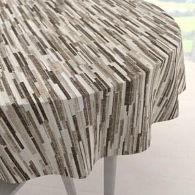 Biante Veľký dekoračný okrúhly obrus Leona LN-176 Hnedo-béžové pásiky Ø 190 cm