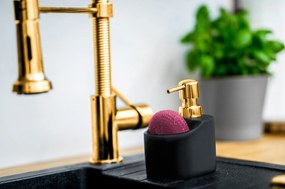 Kuchinox Yogo, keramický dávkovač saponátu 330ml na postavenie, čierna-zlatá, LAV-AMP_GM2M
