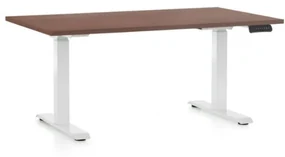 Výškovo nastaviteľný stôl OfficeTech C, 120 x 80 cm, biela podnož, orech