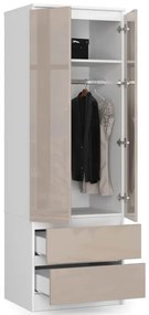 Skriňa STAR S 60 cm 2D 2SZ biela / cappuccino, lesk