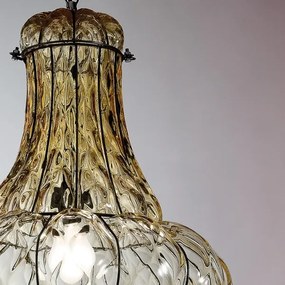 SIRU - Luster na reťazi DOGE 1xE27/60W/230V pr. 30 cm béžová/čierna benátske sklo