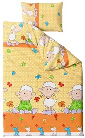 Krepové obliečky do postieľky OVEČKY žlté Rozmer obliečky: 45 x 65 cm | 90 x 135 cm