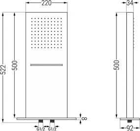 Mexen Waterfall sprchová nerezová hlavica 54 x 22 cm, chróm, 79195-00