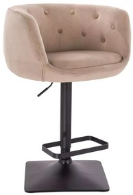 LuxuryForm DESIGN Barová stolička MONTANA VELUR na čiernej hranatej podstave - latte