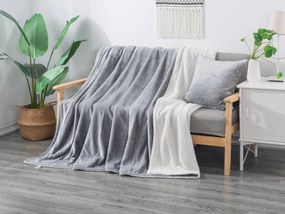 XPOSE® Mikroplyšová deka Exclusive s baránkom - svetlo sivá 200x230 cm