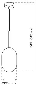 Závesné svietidlo Alias, 1x biele sklenené tienidlo, (fi 12cm), g