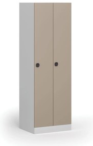 Kovová šatníková skrinka S1, 2-dverová, 1850 x 600 x 500 mm, kódový zámok, béžové dvere
