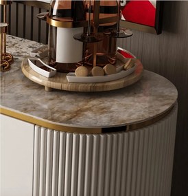 EXKLUZÍVNA KOMODA LORAN BIELA + ZLATÉ DOPLNKY 150 cm