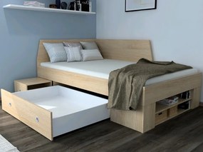 Úložná posteľ so zástenou Junior 120x200 cm, dub sonoma