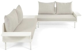 Biela hliníková záhradná rohová pohovka so stolíkom Kave Home Zaltana