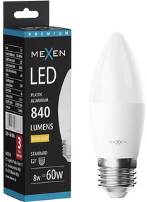 Mexen Nova, LED žiarovka E27, C37, 5W, Teplá - 3000K, 525 lm - L102-E27-0530-01