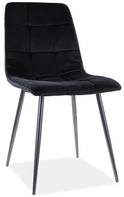 Čierna zamatová jedálenská stolička MILA MATT s čiernymi nohami