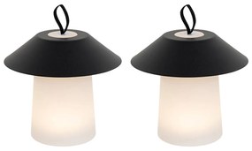 Sada 2 stolových lamp hríb čierny vrátane nabíjateľného LED - Ivan