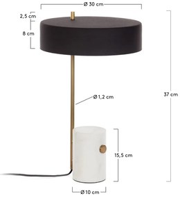Bielo-čierna stolová lampa s kovovým tienidlom (výška 53 cm) Phant - Kave Home