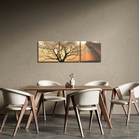 Obraz stromu na lúke (s hodinami) (90x30 cm)