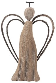 Hnedá dekorácia drevená figúrka anjel Angel Rustic M - 12*3*18 cm