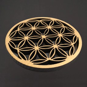 AMADEA Drevený podtácok okrúhly mandala, masívne drevo, priemer 10,5 cm