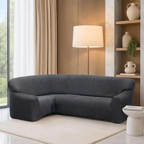 Super strečové poťahy RUBINIA antracitová rohová sedačka (š. 340 - 540 cm)