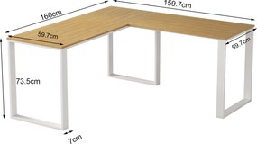 Rohový kancelářský stůl Houseland Nuvia Home 03 160 cm dub/bílý