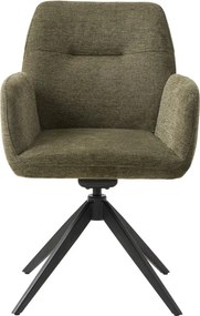 Zelené čalúnené jedálenské kreslo s podrúčkami Roxana – Unique Furniture