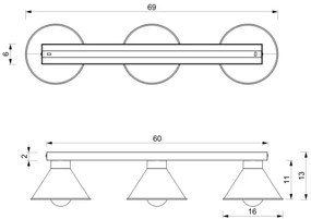 Bodové svietidlo DEMET 3xE27/60W/230V čierna/zlatá