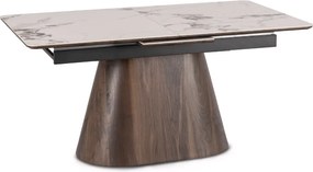 LIZBONA Keramický rozkladací stôl 160-200 cm biely mramor/orech