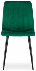 Set 4 kresiel LAVA - tmavozelený zamat / čierne nohy
