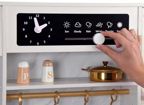 Veľká drevená kuchynská zostava v glamour štýle so zlatými doplnkami ZA5270