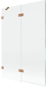 Mexen Lunar, 2-krídlová vaňová zástena ľavá 120 x 150 cm, číre sklo, medená matná, 897-120-100-65-00-L